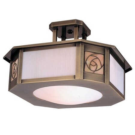 Arroyo Craftsman 15" Saint Clair Inverted Semi-Flush Ceiling Mount, Black, Almond Mica Glass SCCM-15AM-BK